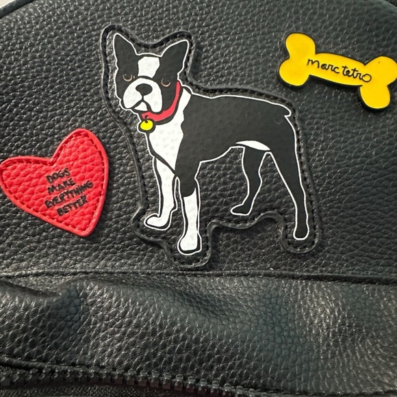 Marc Tetro Mini Backpack French Bulldog Dog Black Faux Leather – Like New - Picture 3 of 8
